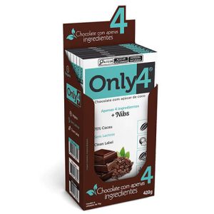 Chocolate Only4 70% - Nibs de Cacau Sem Lactose Caixa com 6 un de 70g