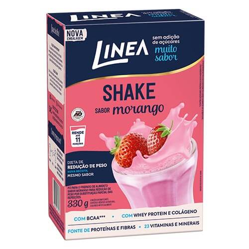 Shake Morango C Whey E Colageno S Açúcar Linea 330G Shake Morango com Whey e Colágeno Sem Açúcar 330g
