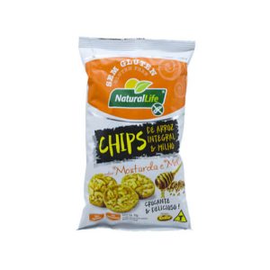 Chips de Arroz Integral e Milho Mostarda e Mel Sem Glúten 70g